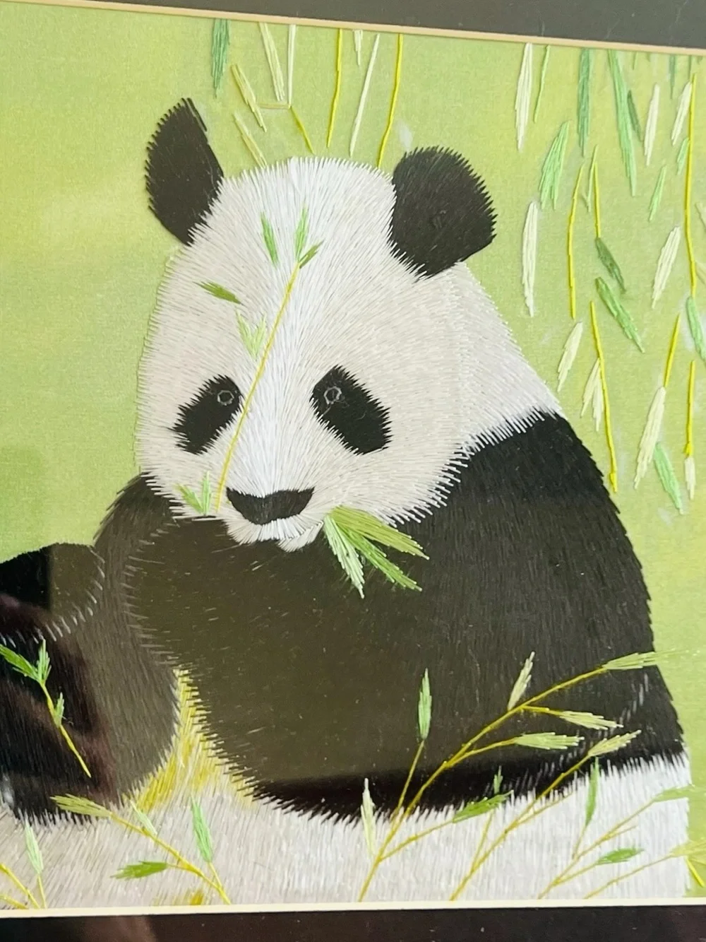 King Silk Art Susho Suzhou 100% Handmadde Panda Embroidery Framed Art